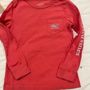 Vineyard Vines Kids Coral-Red Long-Sleeve Pocket Tee